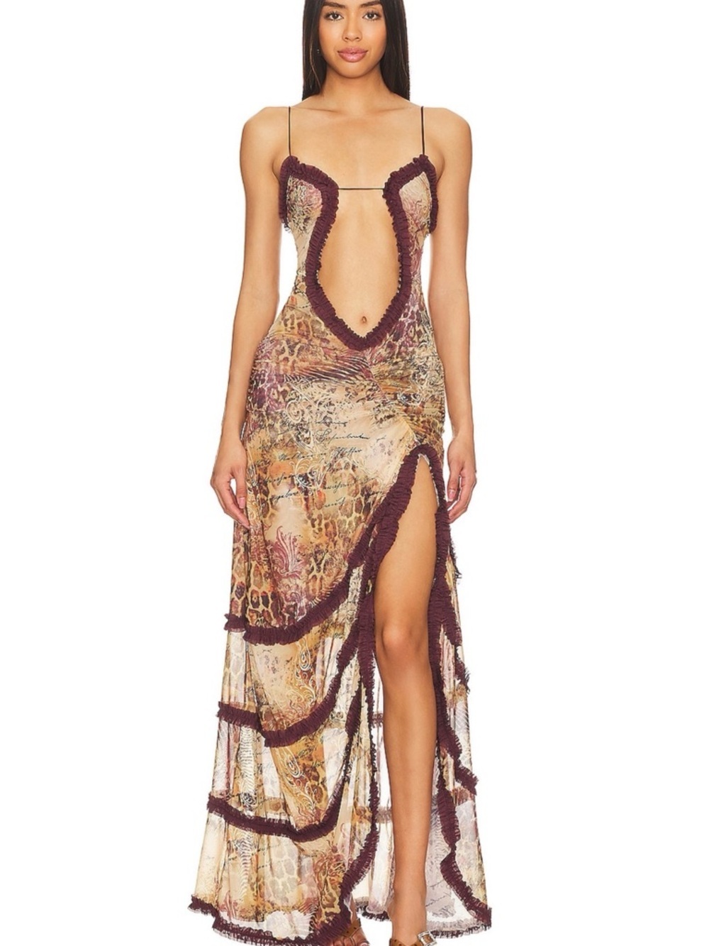 NWT Jaded London Fatale Maxi Dress in Sunrose Size 8